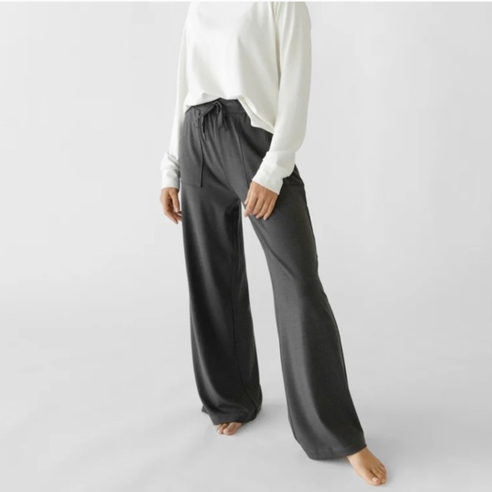 COZY EARTH grey bamboo wide leg patch pocket pant